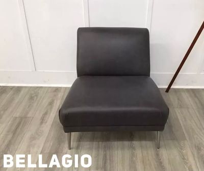 Bellagio Armless Chair In Dark Grey Leather