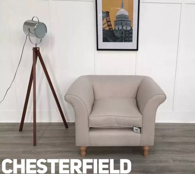 Chesterfield Armchair In Natural Fabric