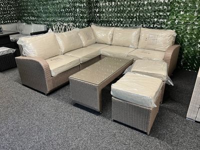 Sunset Fully Modular Corner Sofa + Stools + Table Set