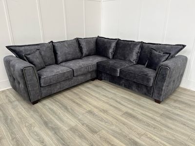 Gianni Corner Sofa In Charcoal Grey Fabric