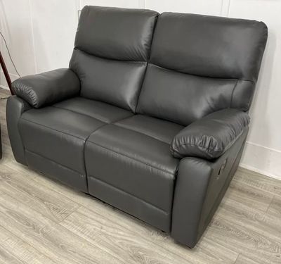 Vantage Manual Reclining 2 Seater Sofa In Dark Grey Leather