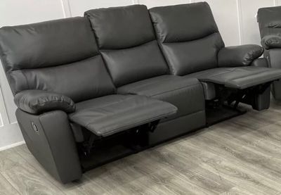 Vantage Power Reclining 3 Seater Sofa In Dark Grey Leather