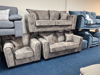 Gianni 3 & 2 Seat Sofas & Armchair In Brown Fabric