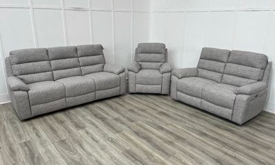 Westbury 3 & 2 Sofas & Armchair Power Reclining Suite In Grey Fabric