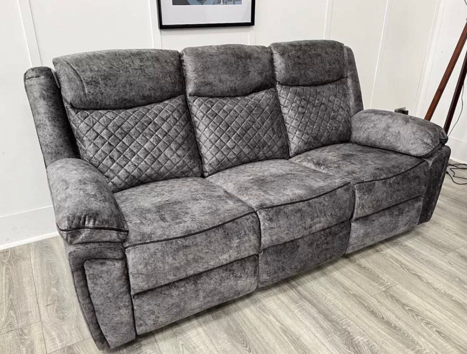 Normandy 3 & 2 Seat Sofas & Armchair Manual Reclining Suite In Silver Fabric