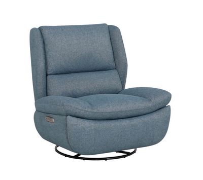 Freddy Power Reclining Swivel Glide Armchair In Marine Fabric