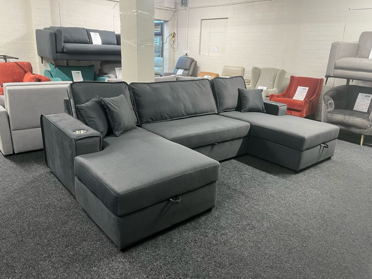 Monza U Shape Sofa Bed With Storage
