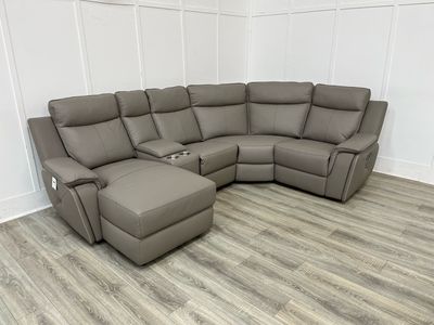 Infiniti 1 Manual Reclining Corner/Chaise Modular Sofa In Taupe Leather