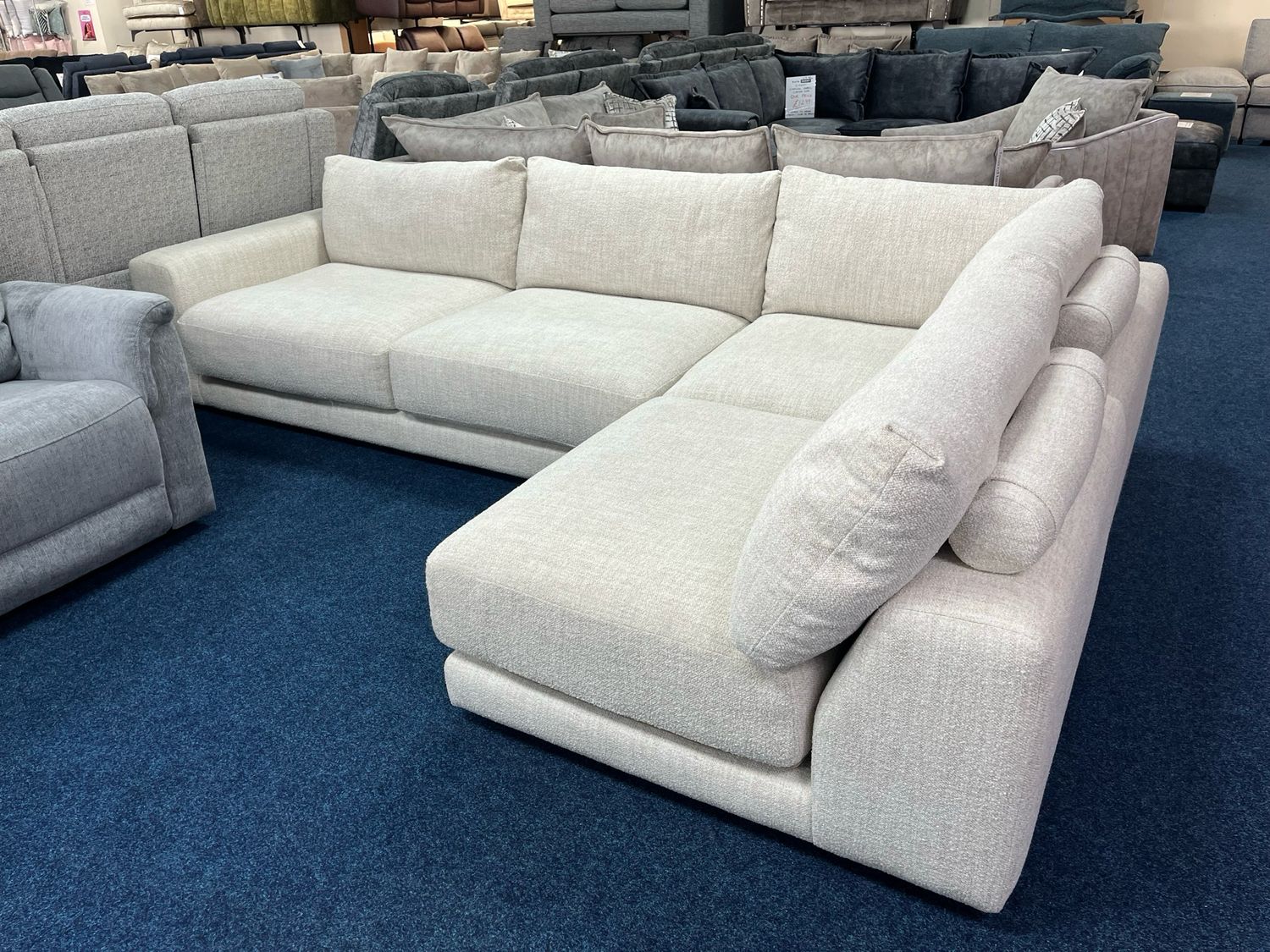 Famous Store Amalfi RHF Corner Sofa In Natural Fabric