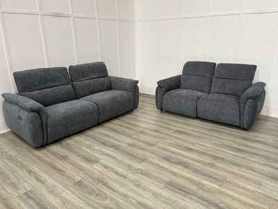 Enzo 3 & 2 Power Reclining Sofas In Grey Fabric