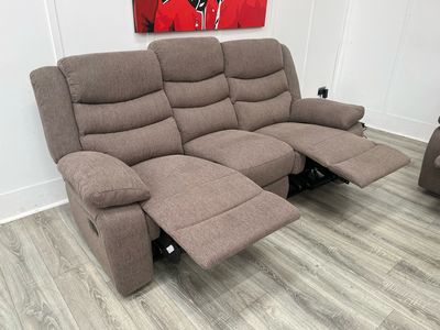 Focus 3 Seater Manual Reclining Sofa In Biscuit Fabric