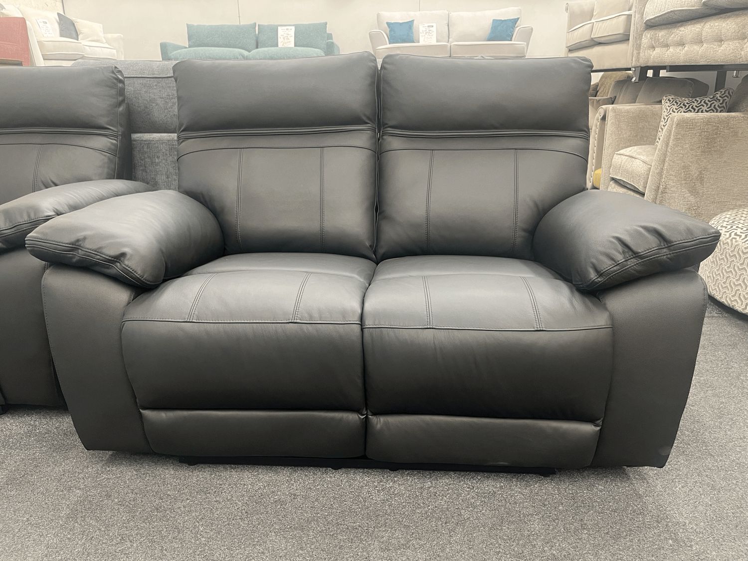 Valegro Manual Reclining 2 Seater Sofa In Black Leather