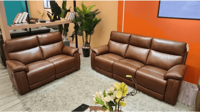 Andria 3 & 2 Seat Power Reclining Sofas In Brown Leather