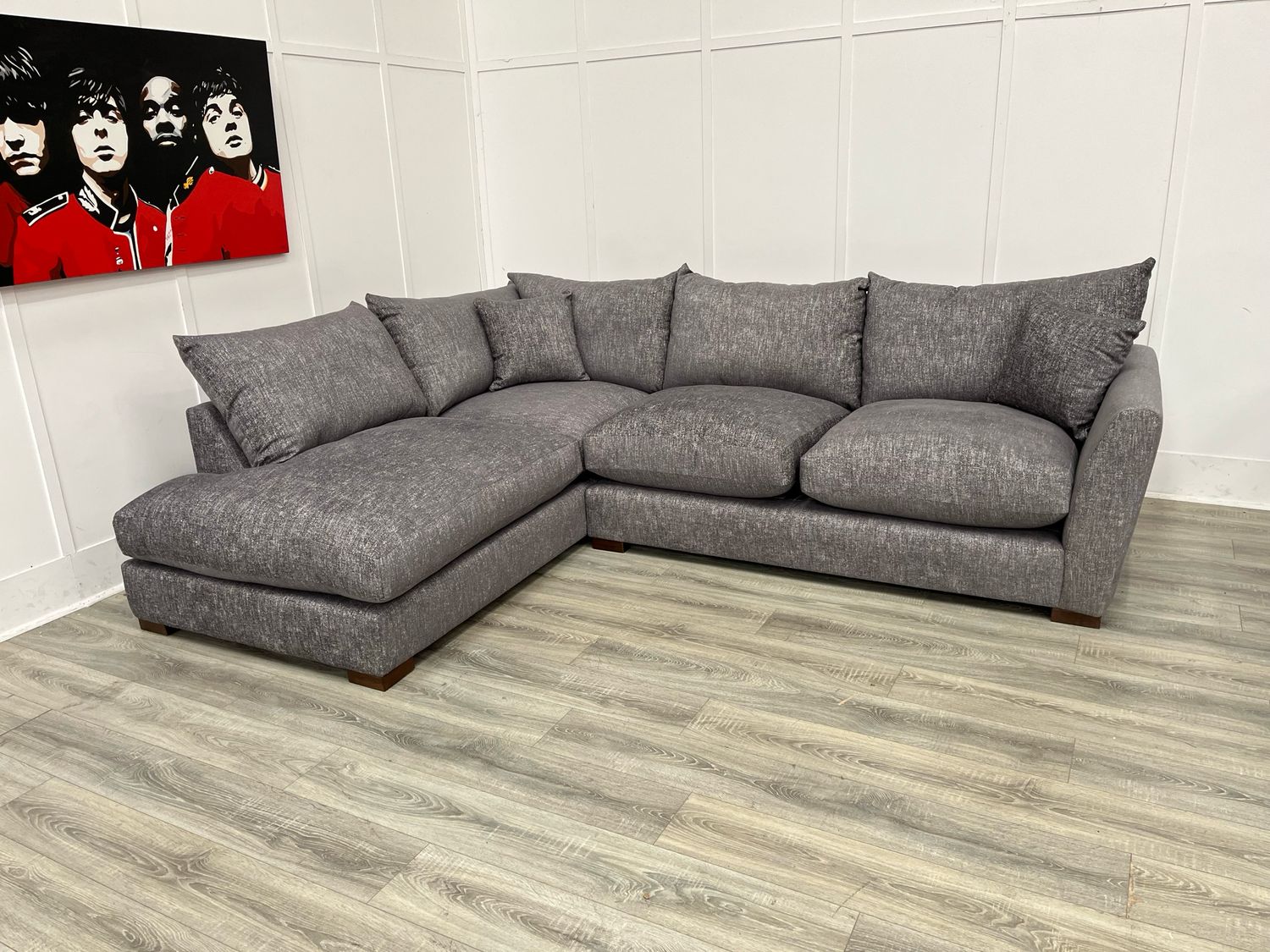 Seattle LHF Corner Chaise Sofa In Charcoal Fabric