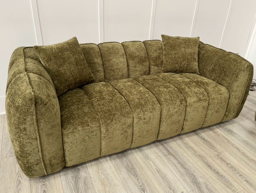 Verona 3 Seat Sofa In Olive Green Fabric