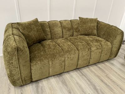 Verona 3 Seat Sofa In Olive Green Fabric