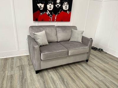 Kyle 2 Seat Sofa Bed In Silver Fabric