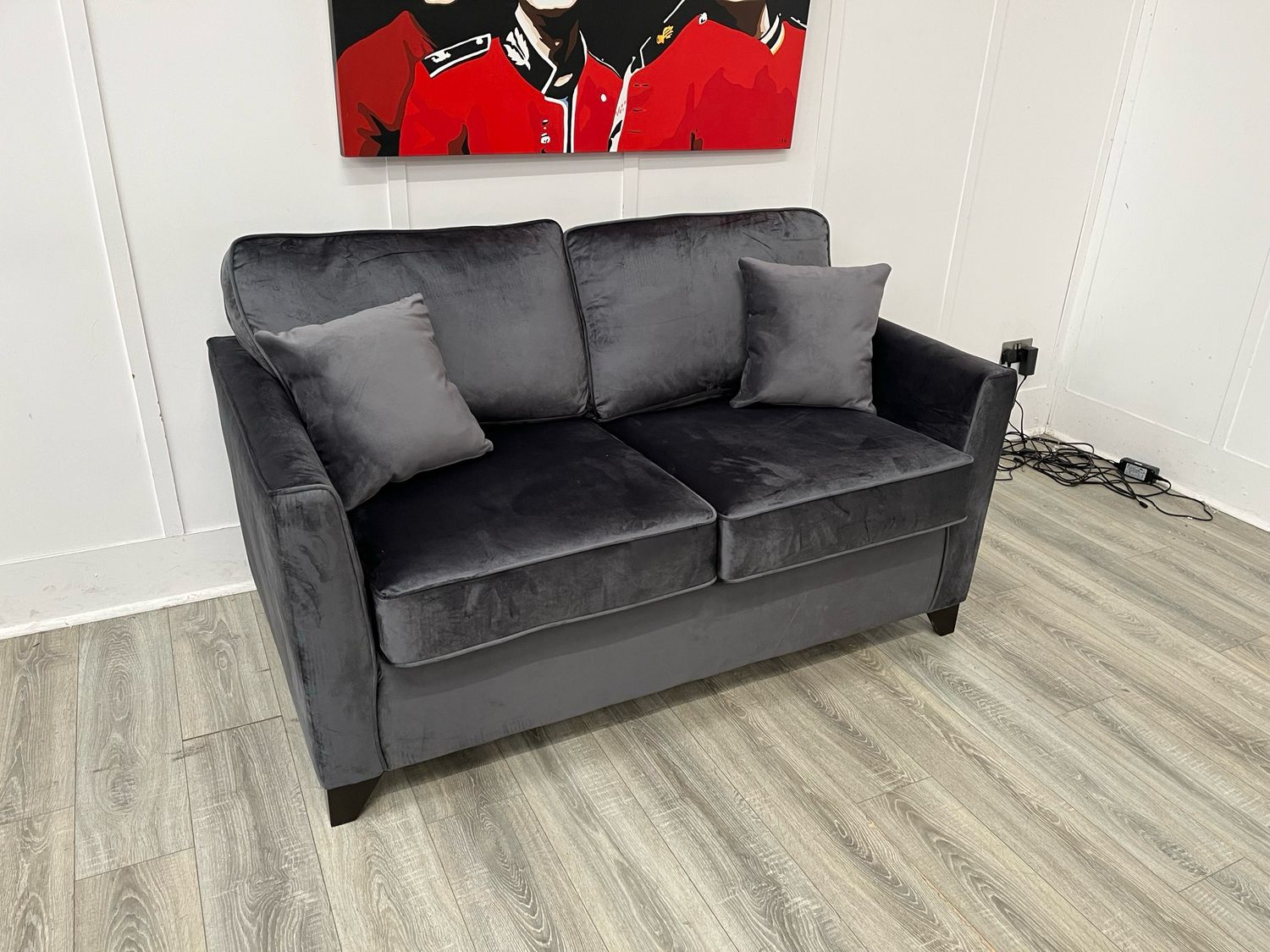 Kyle 2 Seat Sofa Bed In Steel Fabric