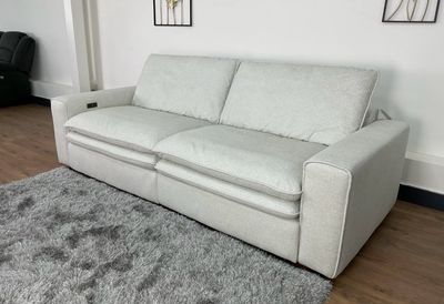 Cloud 3 Seat Power Reclining Sofa Bed In Ivory Fabric