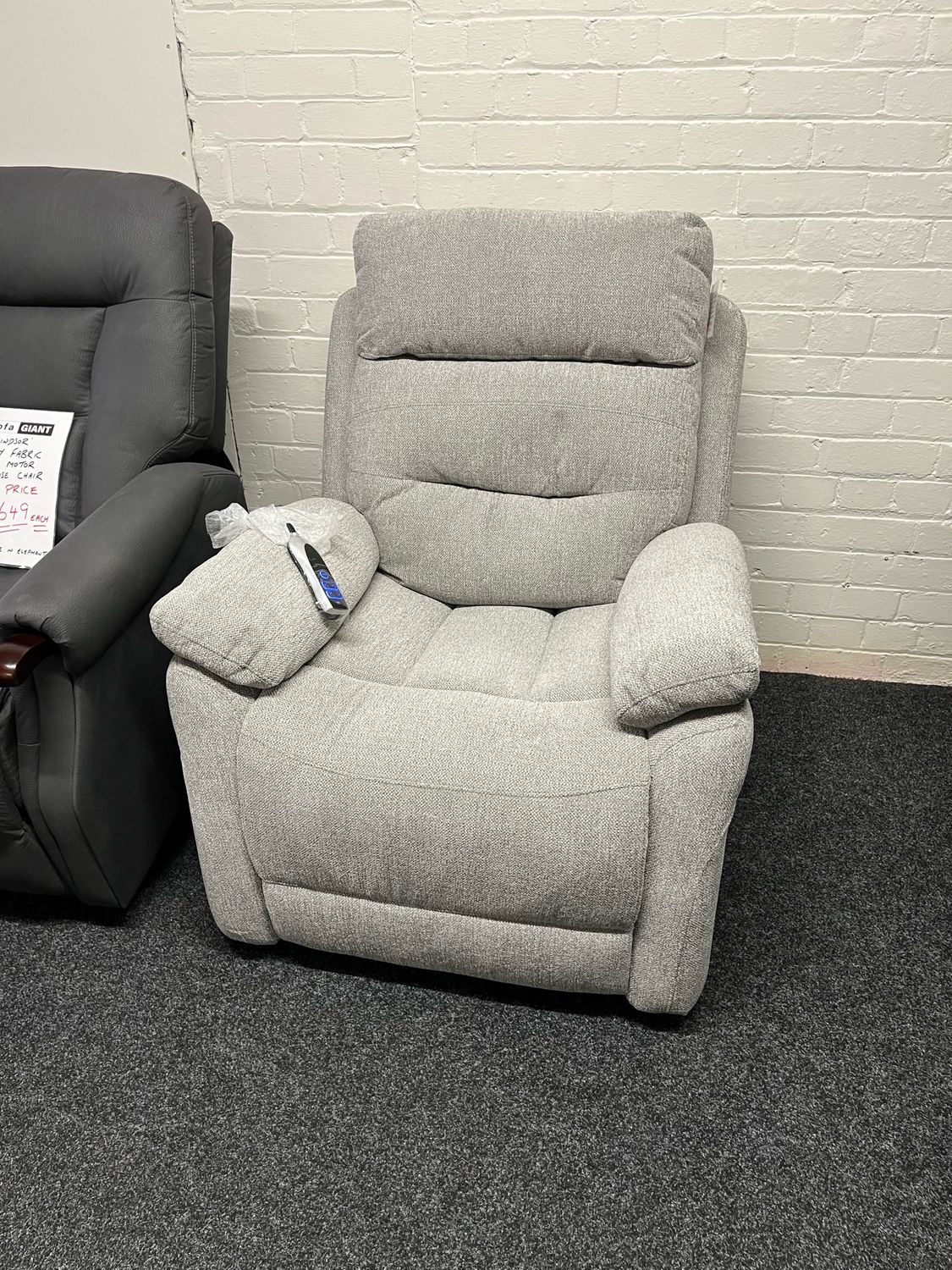 Ariana Rise & Recline Dual Motor Power Reclining Chair In Grey Fabric