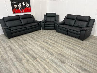 Boston Black Leather Power Reclining Range