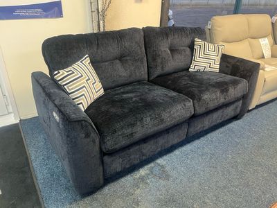 Finley Indigo Fabric Power Footrest Inclining 3 Seater Sofa