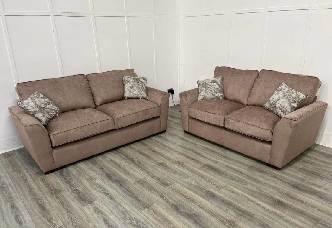 Fantasia 3 & 2 Seat Sofas In Mink Fabric
