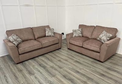 Fantasia 3 & 2 Seat Sofas In Mink Fabric