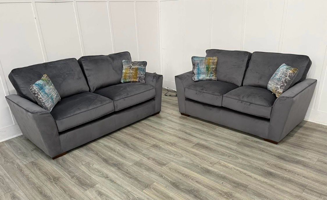Fantasia 3 & 2 Seat Sofas In Steel Fabric