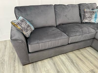 Fantasia RHF Corner Sofa & Footstool In Steel Fabric