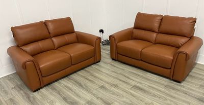 Famous Store Nixon Pair Of 2 Seat Sofas In Brown Leather