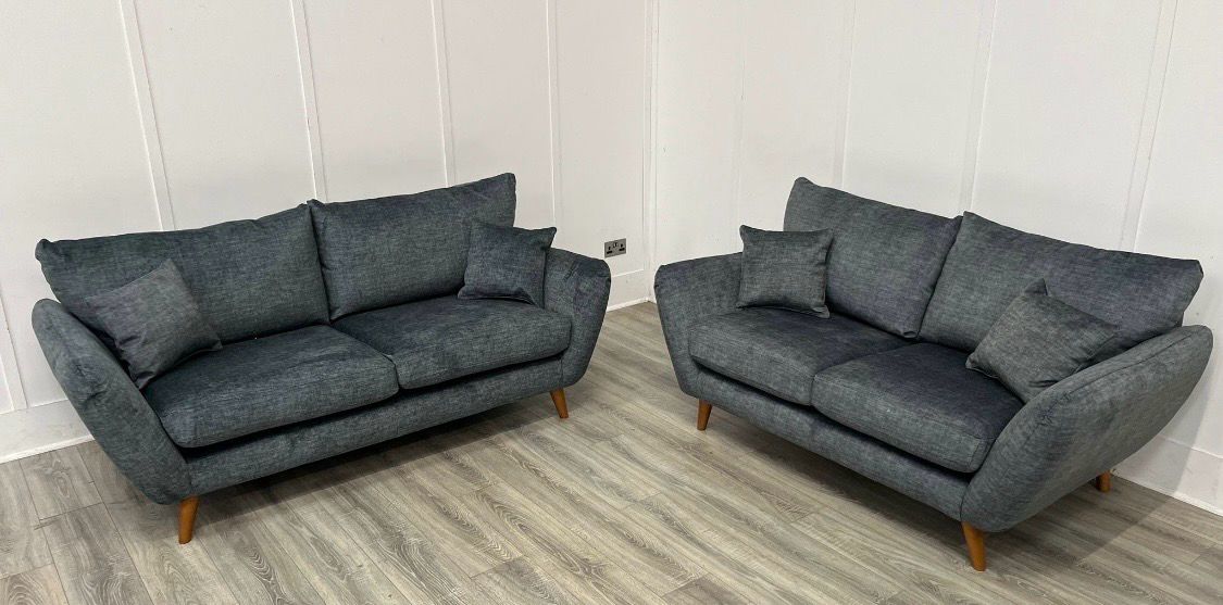 Famous Store Edale 3 & 2 Seat Sofas In Turquoise Fabric