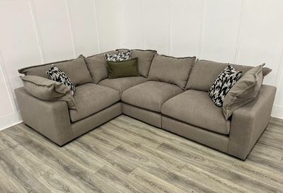 Lennox Modular Corner Sofa In Greenock Latte Fabric