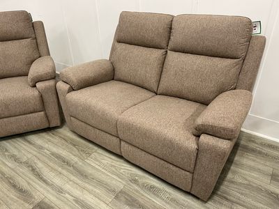 The Hobbs Reclining Range In Camel Fabric