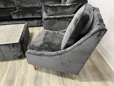 Famous Store Alicia Accent Armchair In Charcoal Fabric