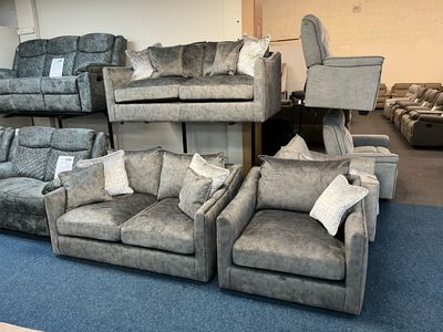 Blaise 3 & 2 Seat Sofas & Armchair In Charcoal Fabric
