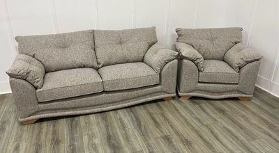 Nicole 3 Seat Sofa & Armchair In Pebble Fabric