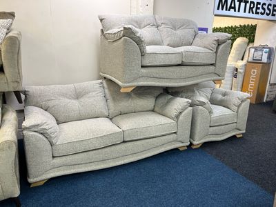 Nicole 3 Seat Sofa & Armchair In Pebble Fabric