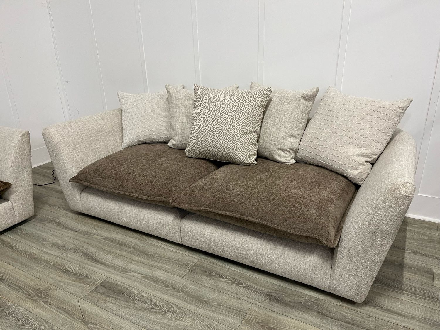 Nomad 3 Seat Sofa In Beige & Brown Fabric