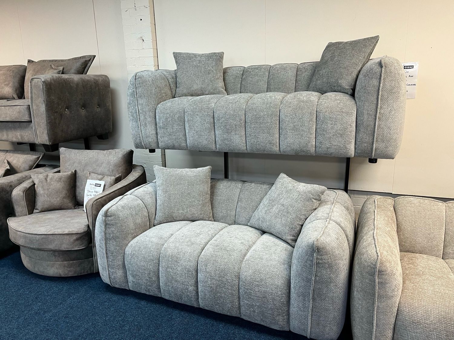 Verona 3 & 2 Seat Sofas In Grey Fabric