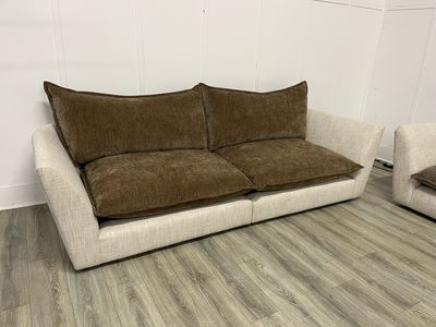Nomad 4 Seat Sofa In Beige & Brown Fabric
