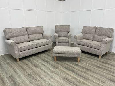 Henley 3 & 2 Seat Sofas & Armchair & Footstool In Herringbone Fabric