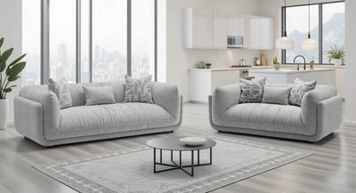 Oxford 3 & 2 Seat Sofas In Grey Fabric