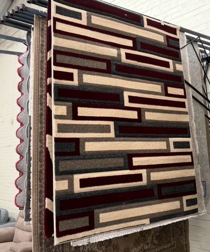 Multicoloured Rectangle Design Rug 170cm X 120cm (114)