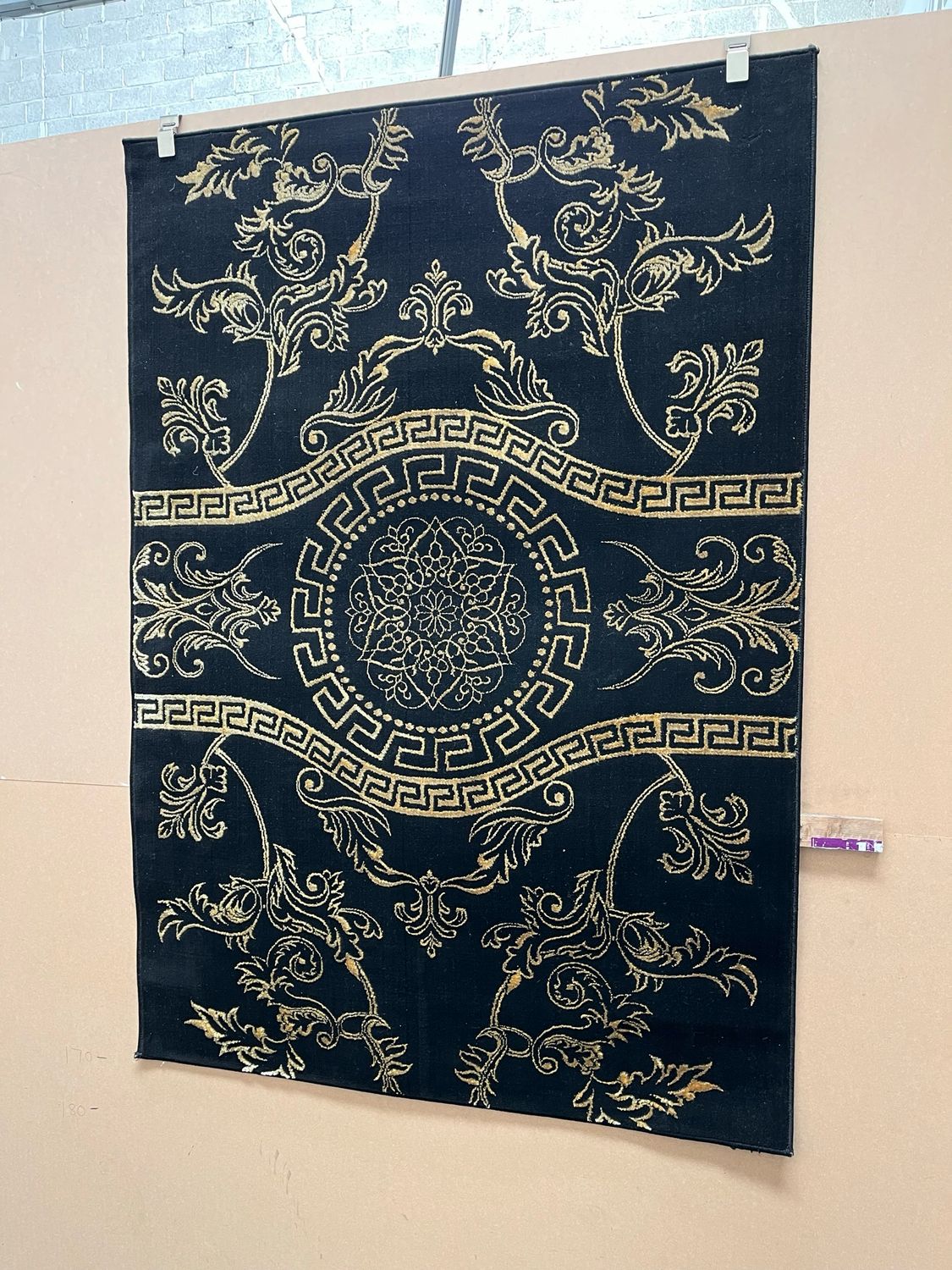 Black & Gold Patterned Rug 170cm X 120cm (148)