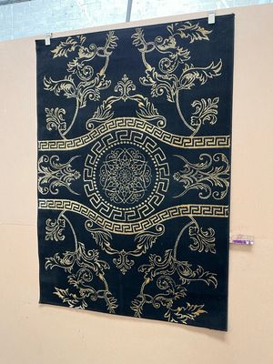 Black & Gold Patterned Rug 170cm X 120cm (148)