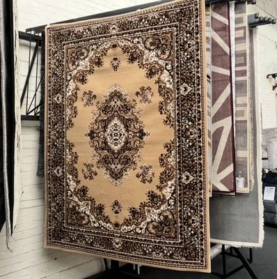 Traditional Gold Patterned Rug 230cm X 160cm (124)