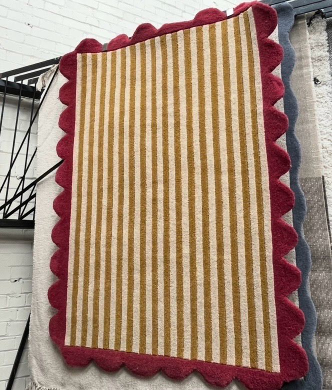 Yellow Striped Rug 170cm X 120cm (136)