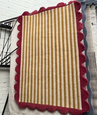 Yellow Striped Rug 170cm X 120cm (136)