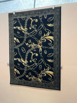 Gold & Black Patterned Rug 170cm X 120cm (161)